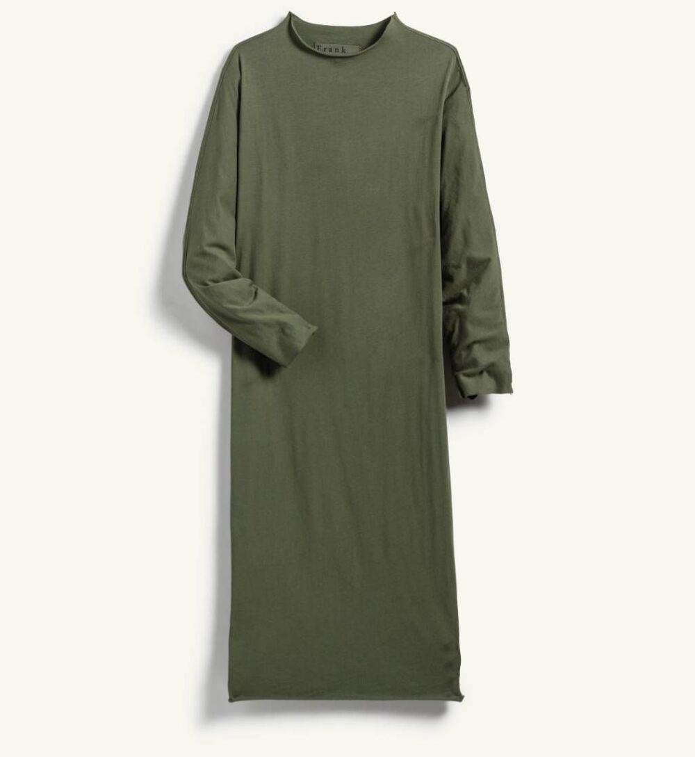Frank & Eileen Isabelle Jersey funnel neck dress In Green Sz Small